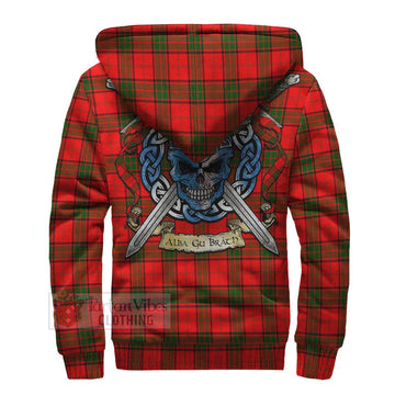 Adair Tartan Sherpa Hoodie with Family Crest Celtic Skull Style