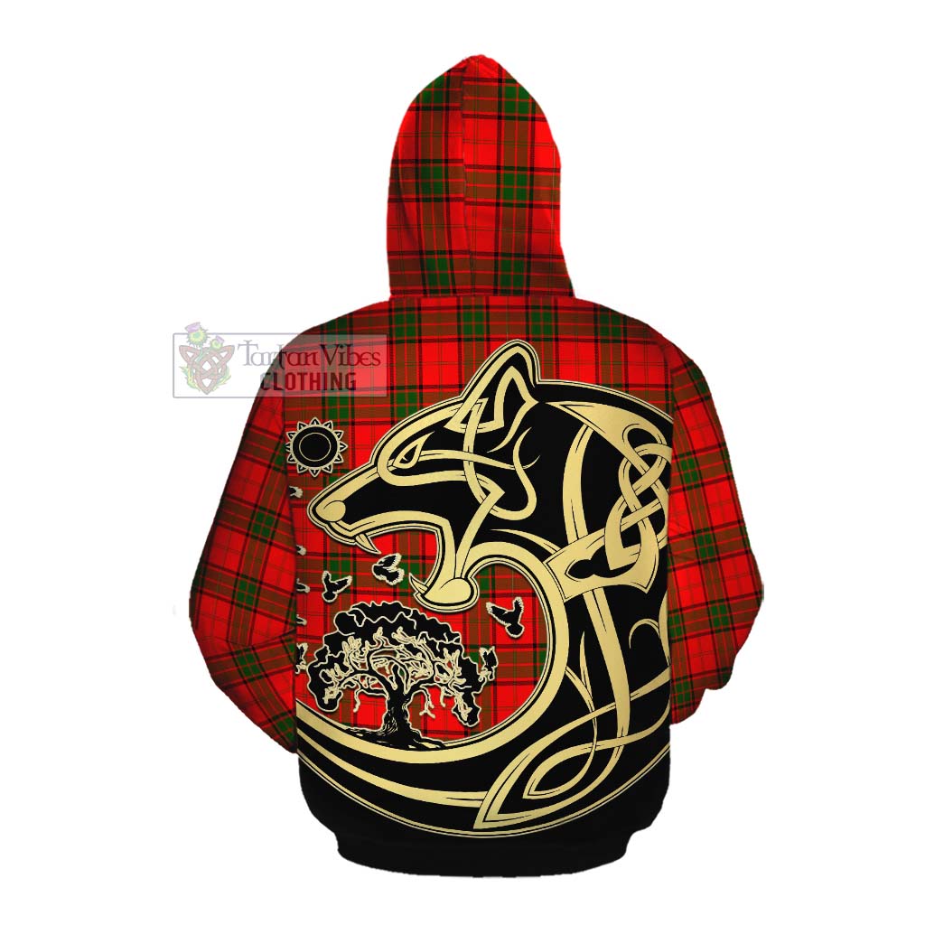 Tartan Vibes Clothing Adair Tartan Cotton Hoodie with Family Crest Celtic Wolf Style