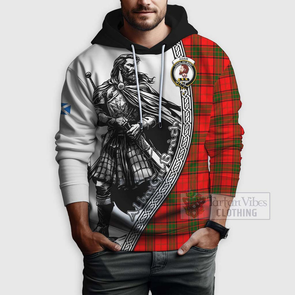 Tartan Vibes Clothing Adair Tartan Clan Crest Hoodie with Highlander Warrior Celtic Style