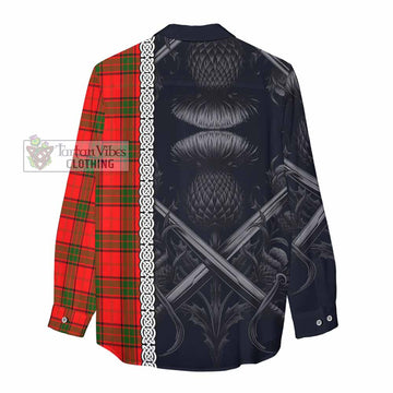 Adair Tartan Women's Casual Shirt with Family Crest Cross Sword Thistle Celtic Vibes