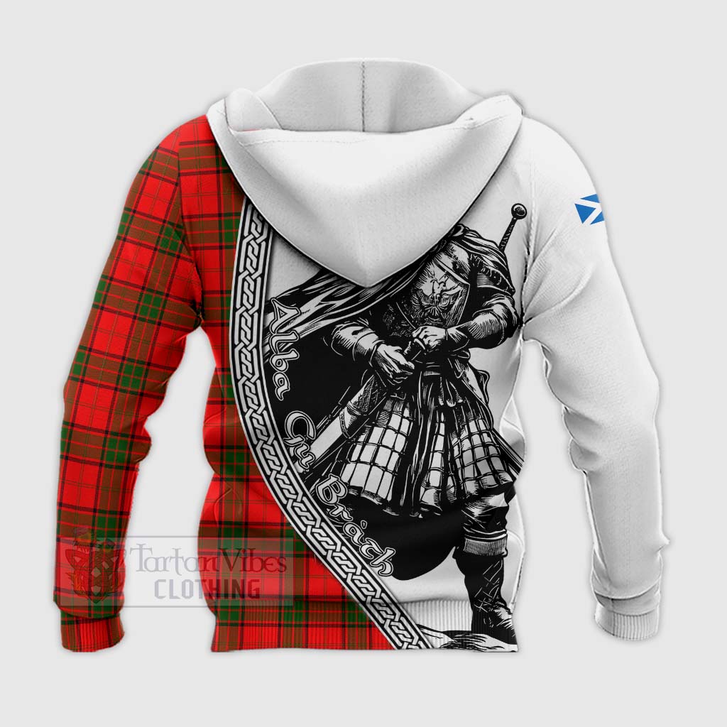 Tartan Vibes Clothing Adair Tartan Clan Crest Knitted Hoodie with Highlander Warrior Celtic Style