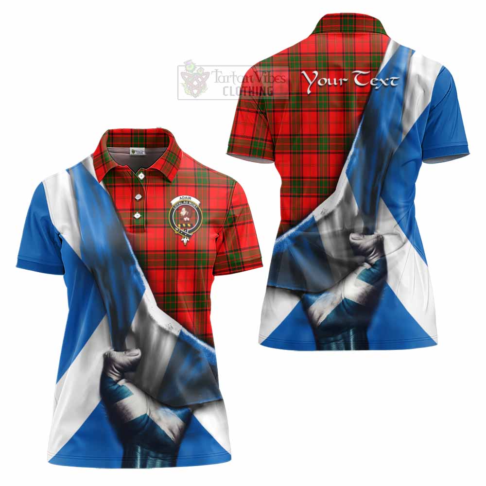 Tartan Vibes Clothing Adair Tartan Women's Polo Shirt with Family Crest Scotland Patriotic Style