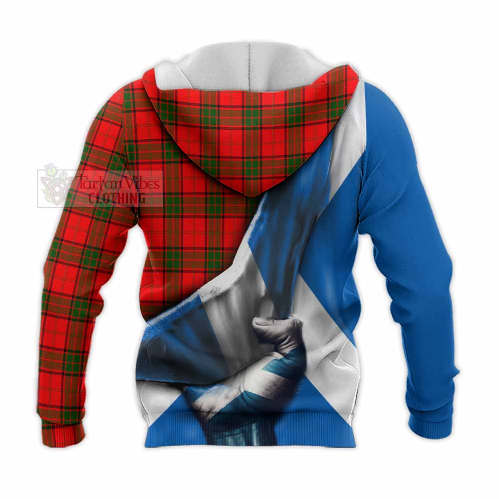 Tartan Vibes Clothing Adair Tartan Knitted Hoodie with Family Crest Scotland Patriotic Style