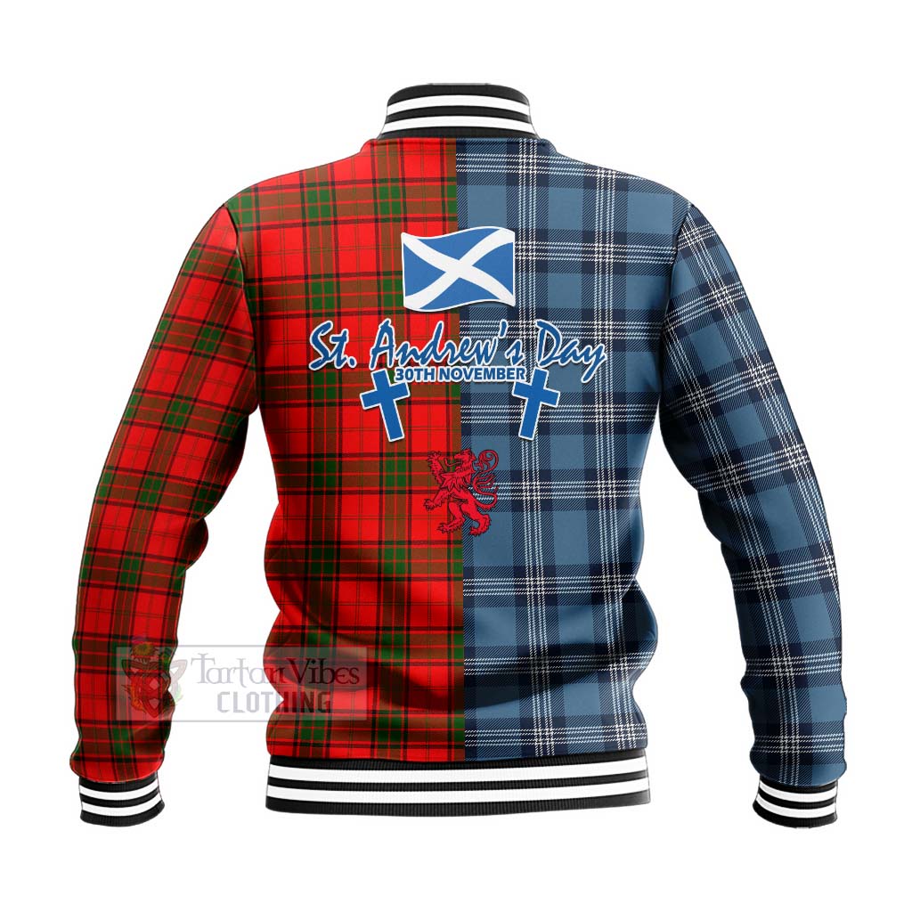 Tartan Vibes Clothing Adair Tartan Baseball Jacket Happy St. Andrew's Day Half Tartan Style