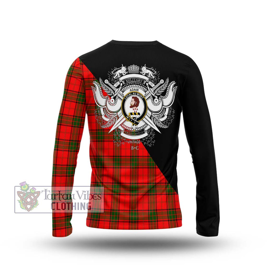 Adair Tartan Long Sleeve T-Shirt with Family Crest and Military Logo Style - Tartanvibesclothing Shop