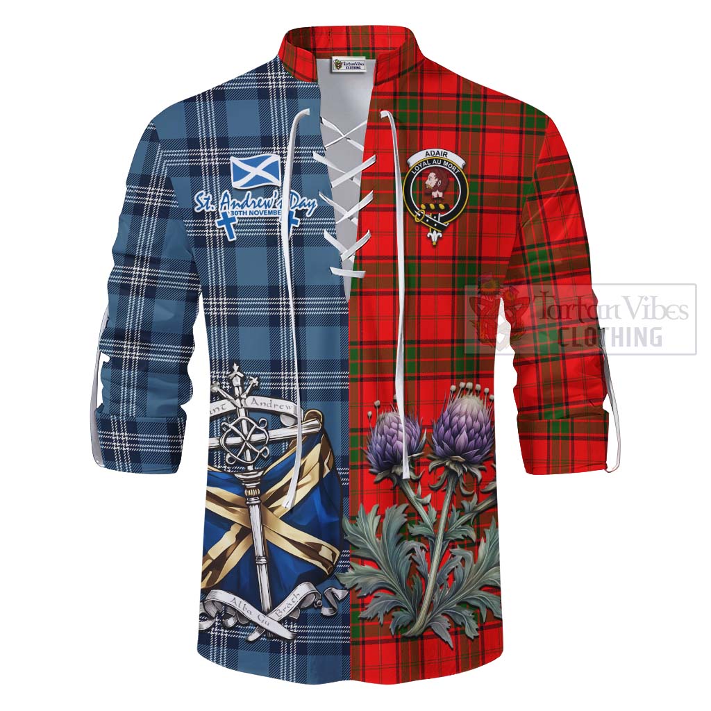 Tartan Vibes Clothing Adair Tartan Ghillie Kilt Shirt Happy St. Andrew's Day Half Tartan Style