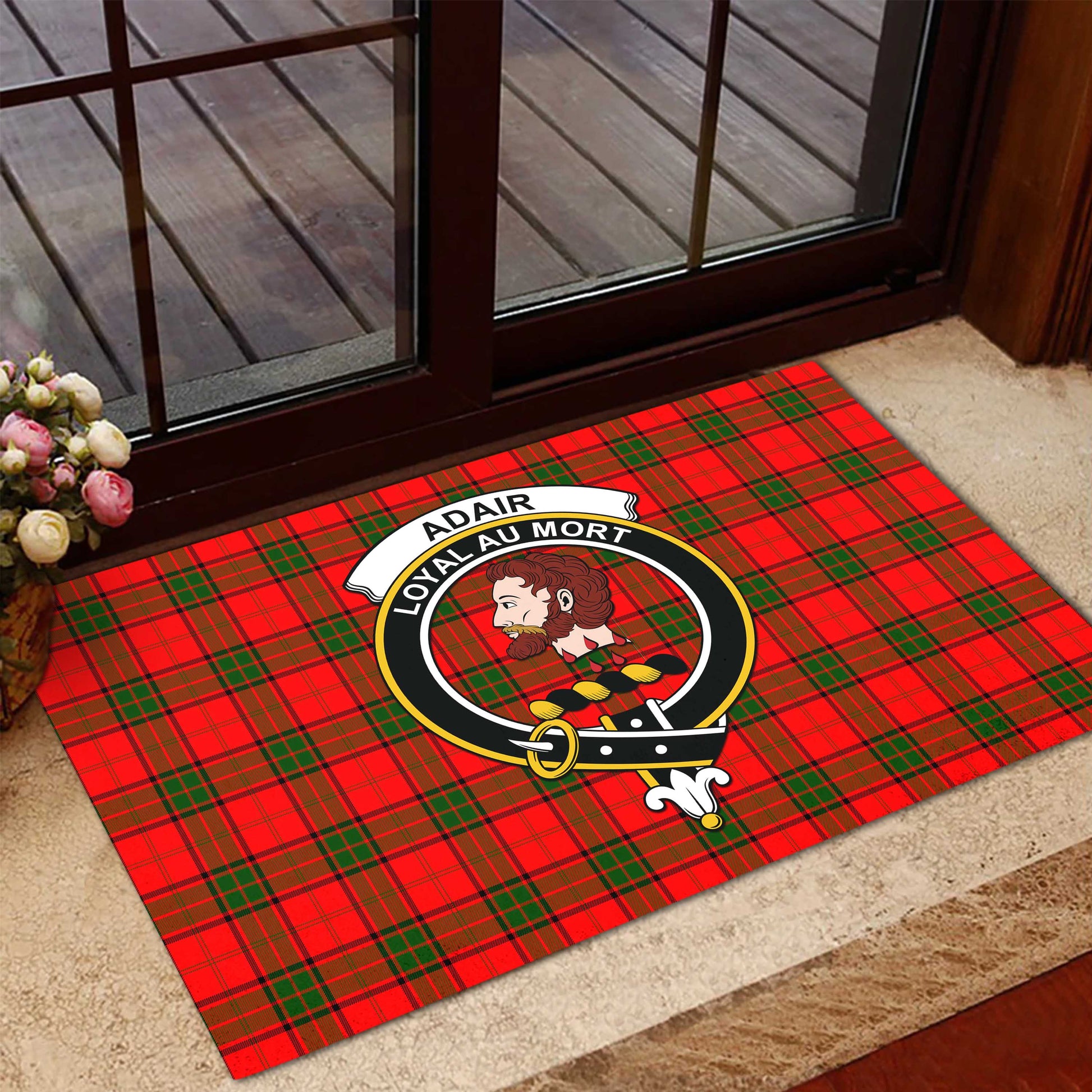 Adair Tartan Door Mat with Family Crest - Tartanvibesclothing