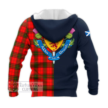 Adair Tartan Knitted Hoodie Alba with Scottish Lion Royal Arm Half Style