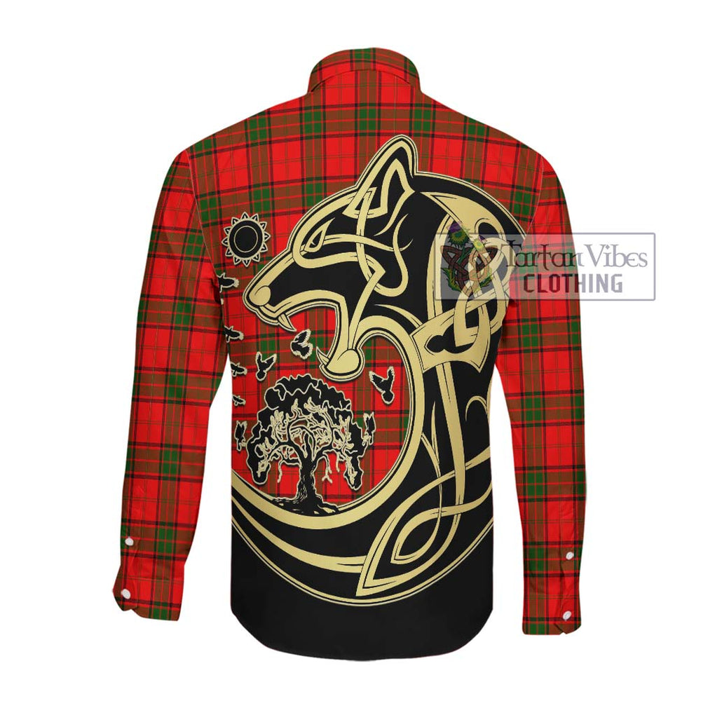 Adair Tartan Long Sleeve Button Shirt with Family Crest Celtic Wolf Style Men's Shirt - Tartan Vibes Clothing