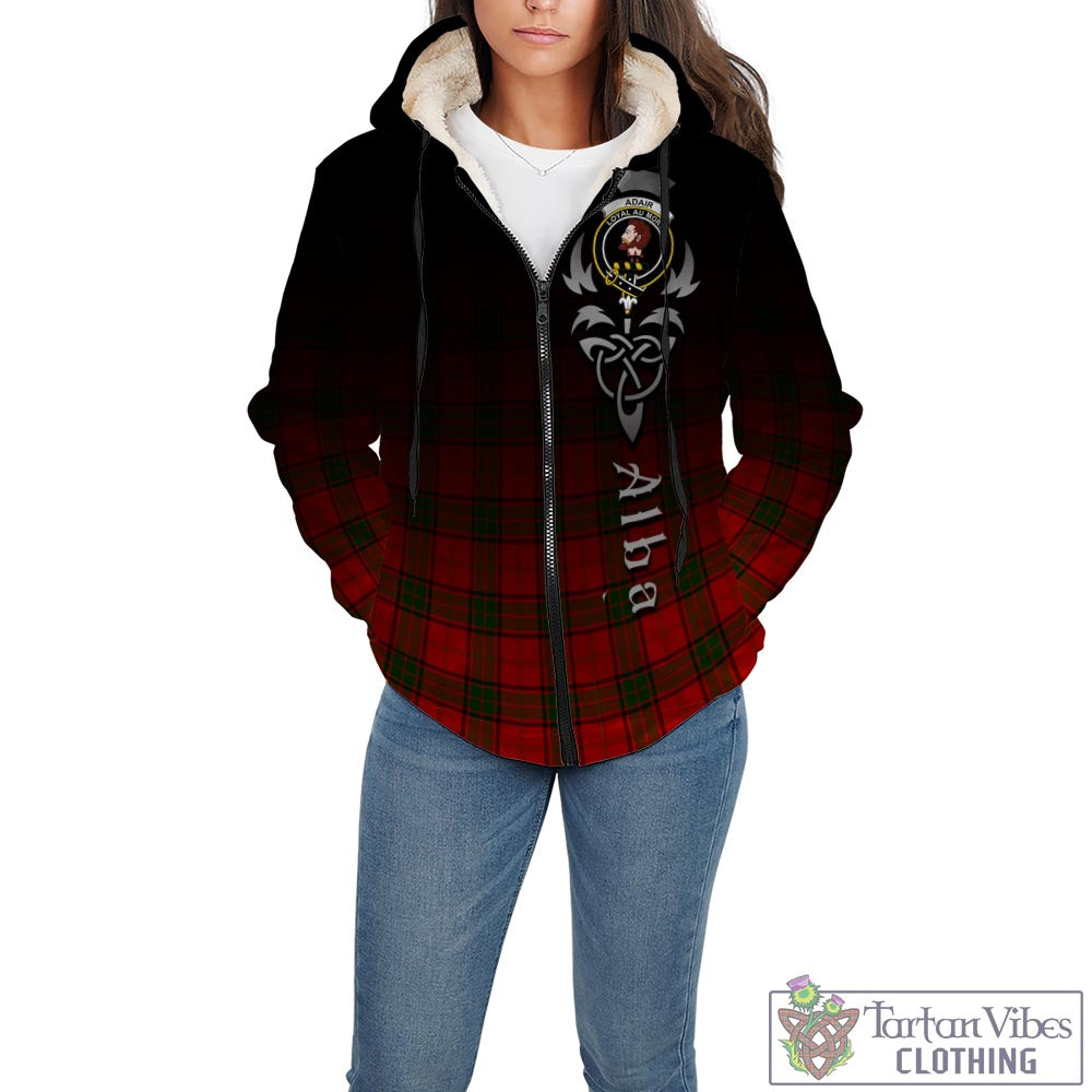 Tartan Vibes Clothing Adair Tartan Sherpa Hoodie Featuring Alba Gu Brath Family Crest Celtic Inspired