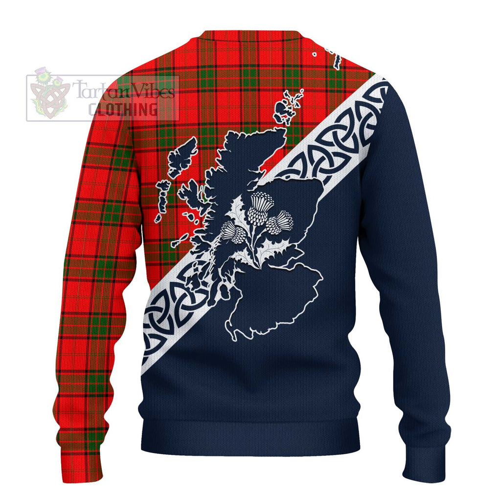 Tartan Vibes Clothing Adair Tartan Knitted Sweater Featuring Thistle and Scotland Map