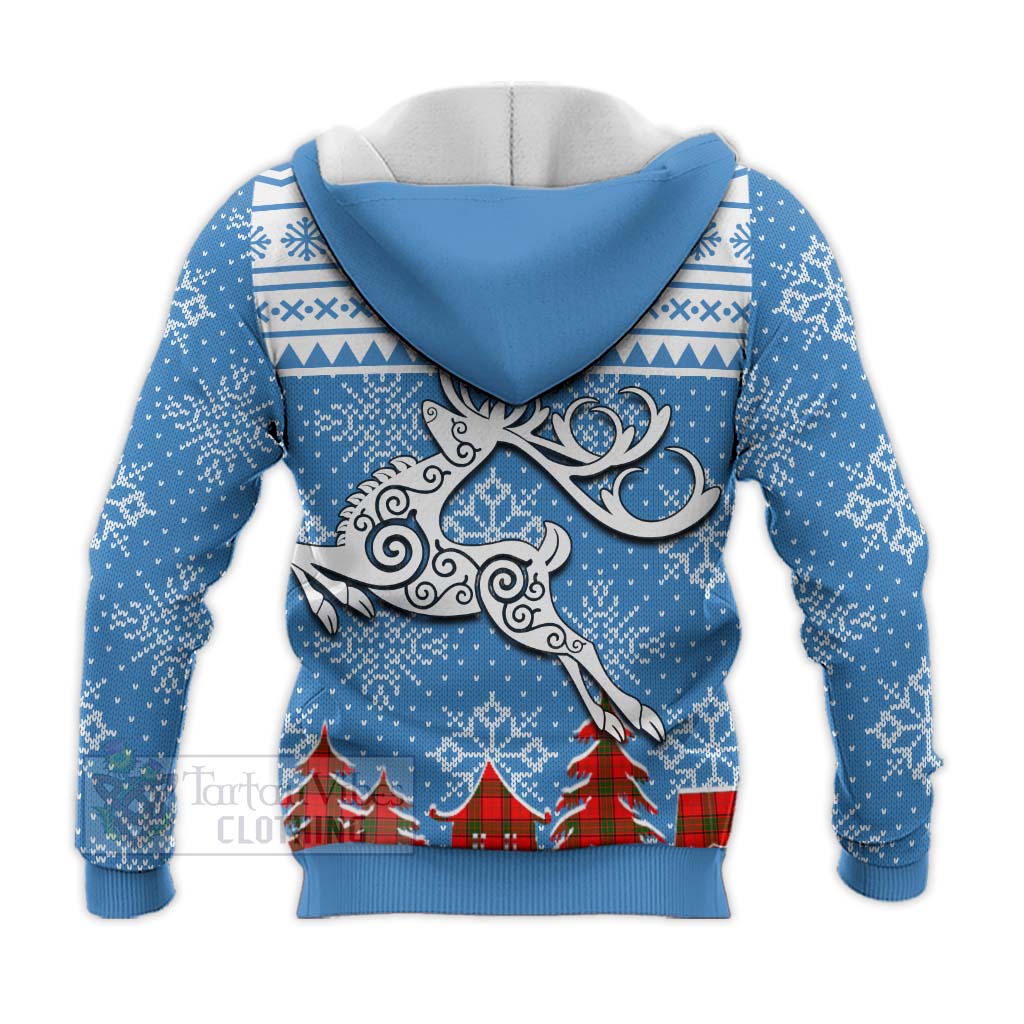 Tartan Vibes Clothing Adair Clan Christmas Knitted Hoodie Celtic Reindeer Style