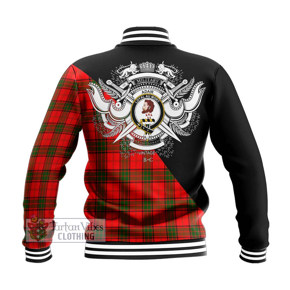 Adair Tartan Baseball Jacket with Family Crest and Military Logo Style - Tartanvibesclothing Shop