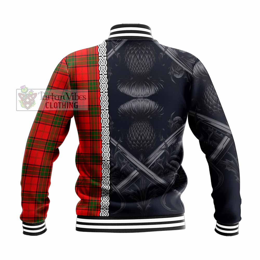 Tartan Vibes Clothing Adair Tartan Baseball Jacket with Family Crest Cross Sword Thistle Celtic Vibes