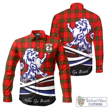 Adair Tartan Long Sleeve Button Up Shirt with Alba Gu Brath Regal Lion Emblem