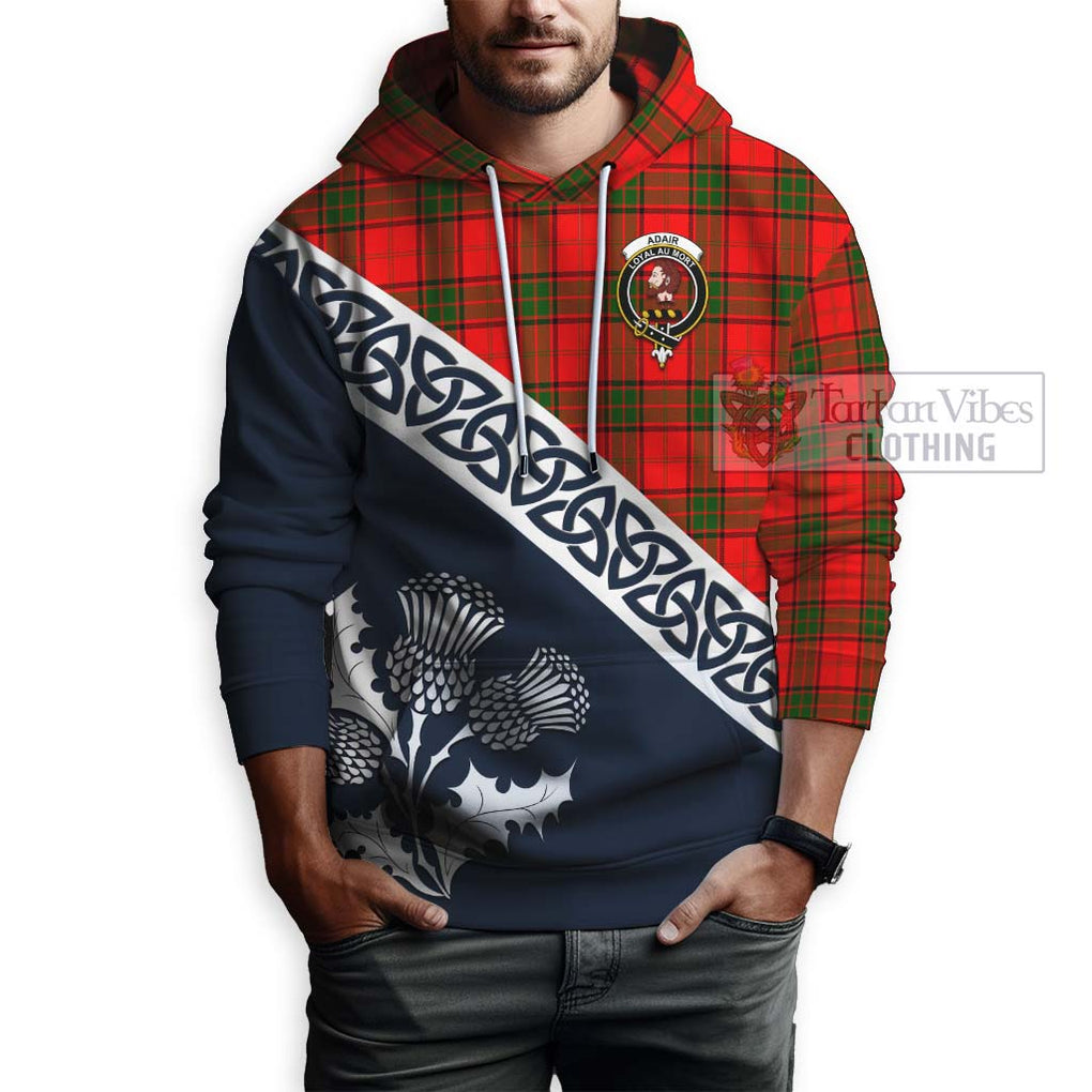 Tartan Vibes Clothing Adair Tartan Hoodie Featuring Thistle and Scotland Map