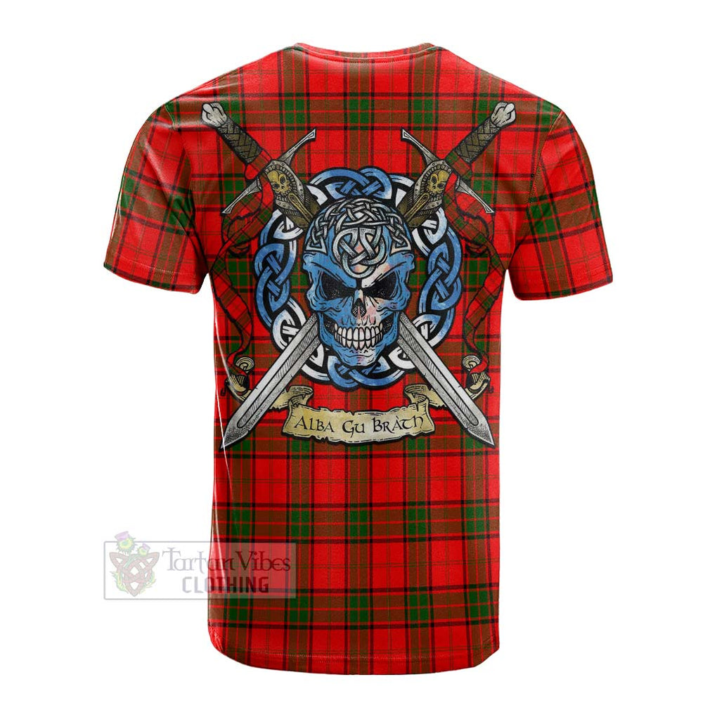 Tartan Vibes Clothing Adair Tartan Cotton T-shirt with Family Crest Celtic Skull Style