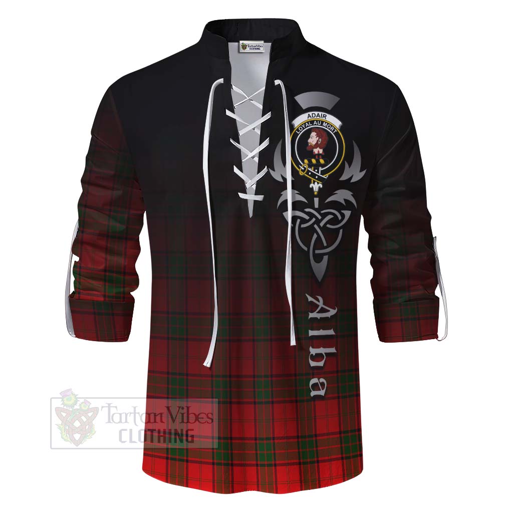 Tartan Vibes Clothing Adair Tartan Ghillie Kilt Shirt Featuring Alba Gu Brath Family Crest Celtic Inspired