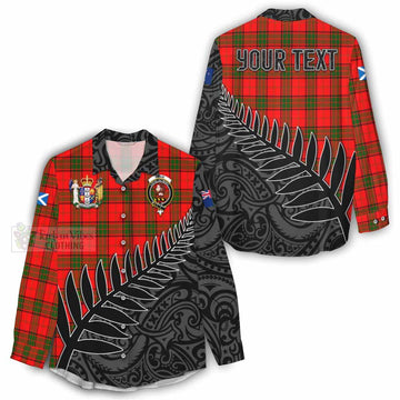 Adair Crest Tartan Women's Casual Shirt with New Zealand Silver Fern Half Style