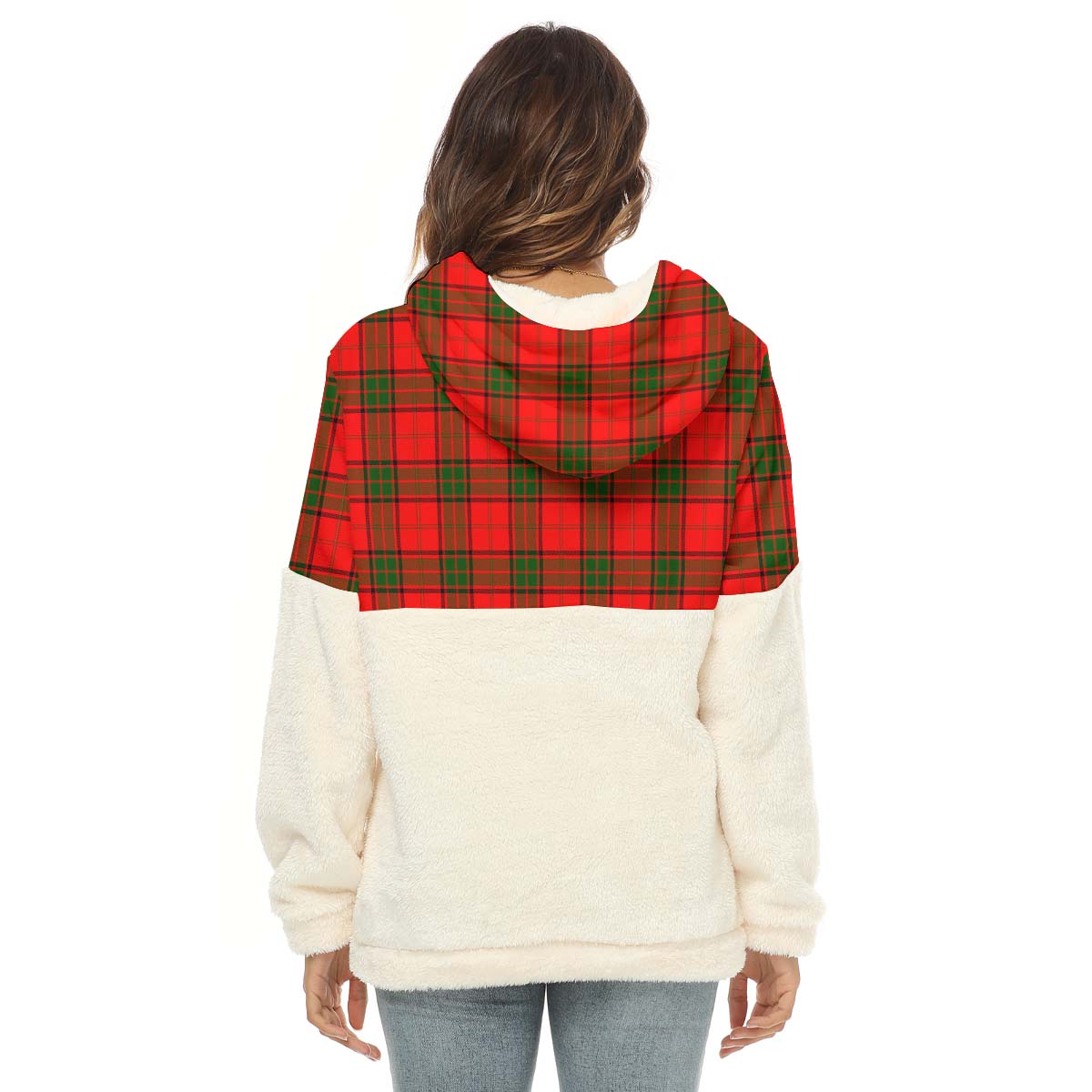 Adair Tartan Women's Borg Fleece Hoodie With Half Zip - Tartan Vibes Clothing