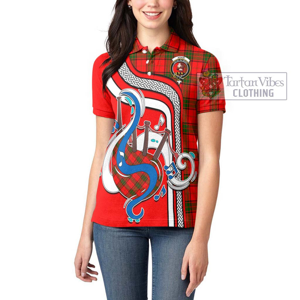 Adair Tartan Women's Polo Shirt with Epic Bagpipe Style - Tartanvibesclothing Shop