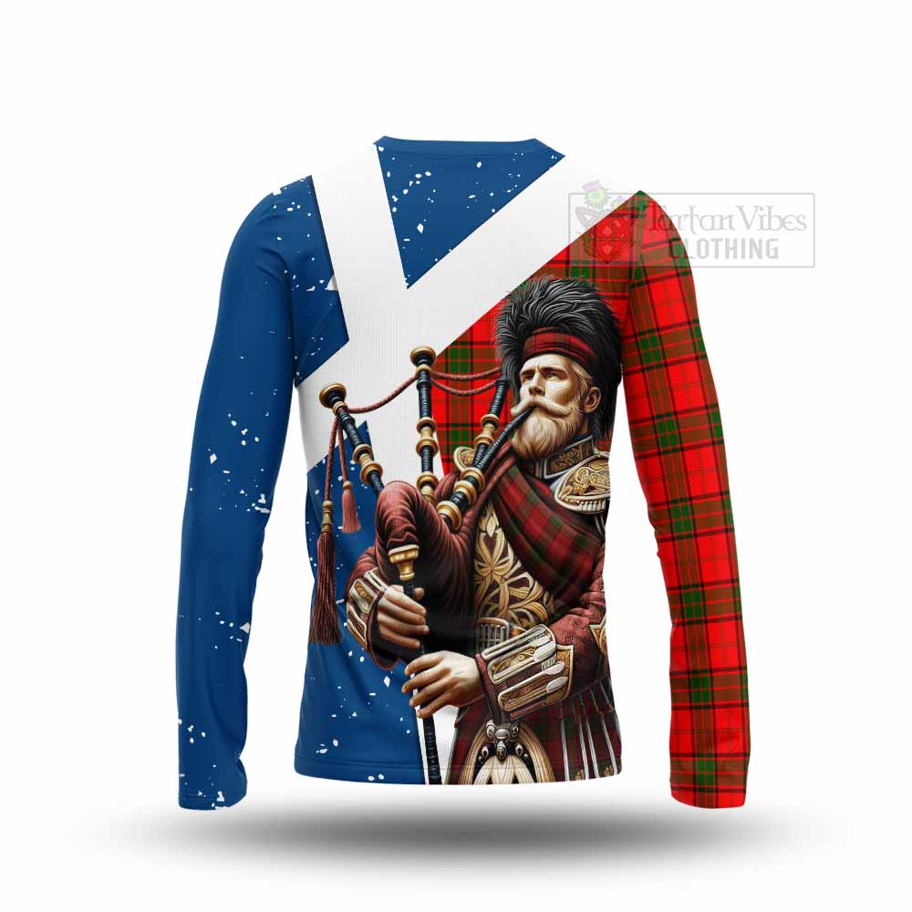 Tartan Vibes Clothing Adair Tartan Long Sleeve T-Shirt with Family Crest Scottish Bagpiper Vibes