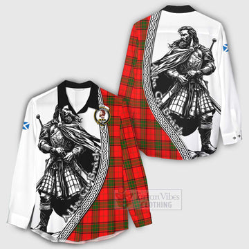 Adair Tartan Clan Crest Women's Casual Shirt with Highlander Warrior Celtic Style