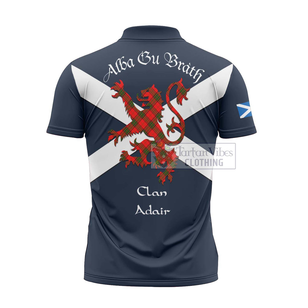 Tartan Vibes Clothing Adair Tartan Lion Rampant Zipper Polo Shirt – Proudly Display Your Heritage with Alba Gu Brath and Clan Name