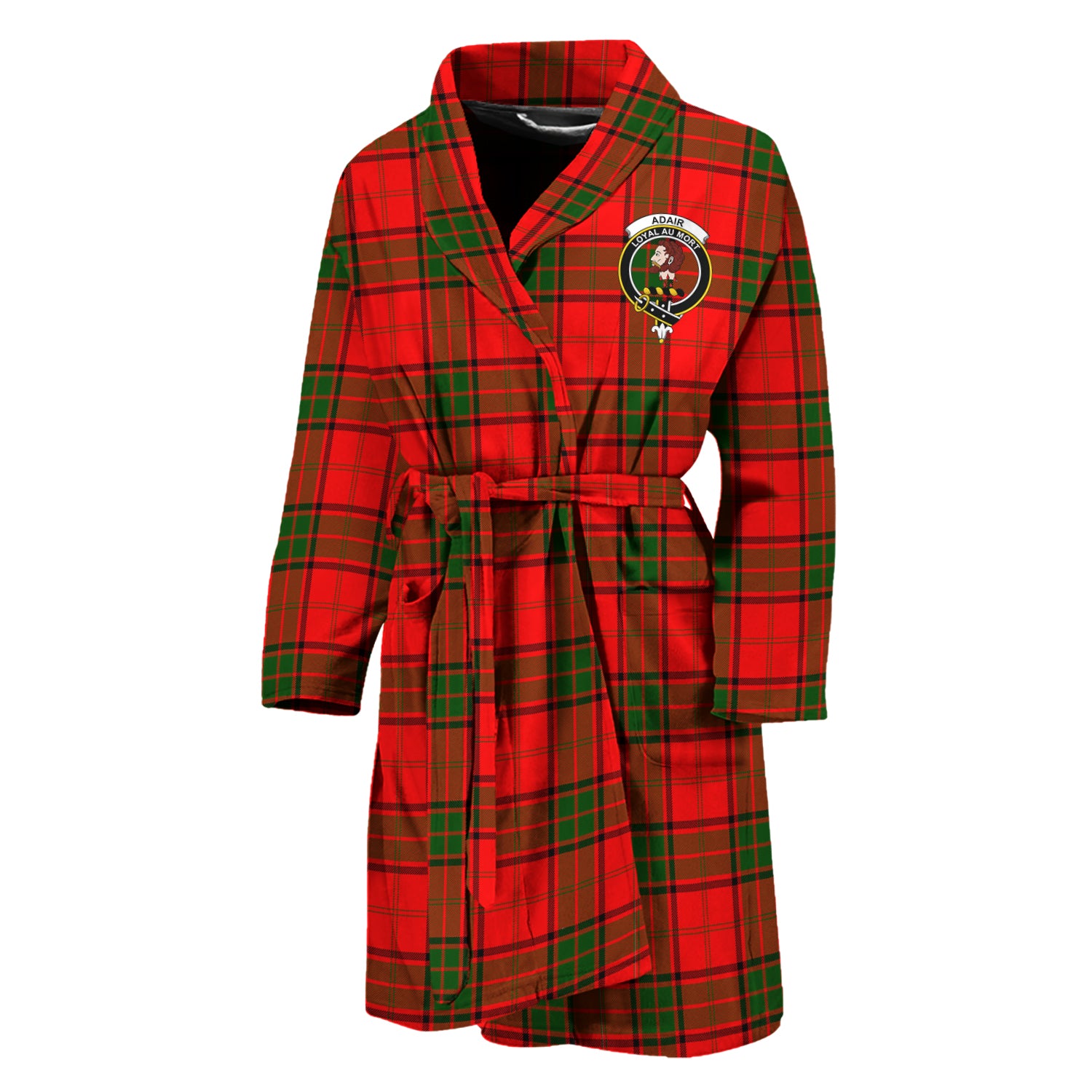 Adair Tartan Bathrobe with Family Crest Unisex M - Tartan Vibes Clothing