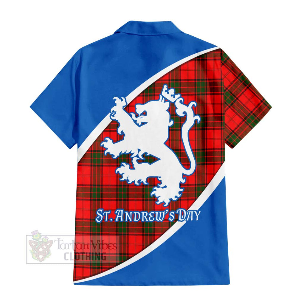 Tartan Vibes Clothing Adair Family Crest Tartan Short Sleeve Button Shirt Celebrate Saint Andrew's Day in Style