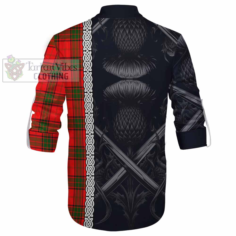 Tartan Vibes Clothing Adair Tartan Ghillie Kilt Shirt with Family Crest Cross Sword Thistle Celtic Vibes