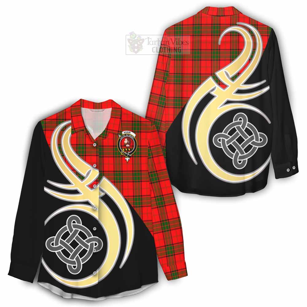 Tartan Vibes Clothing Adair Tartan Women's Casual Shirt with Family Crest and Celtic Symbol Style