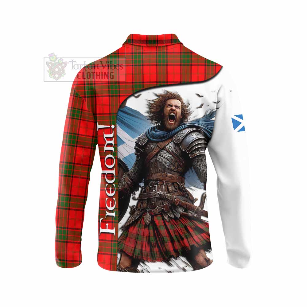 Tartan Vibes Clothing Adair Crest Tartan Long Sleeve Polo Shirt Inspired by the Freedom of Scottish Warrior