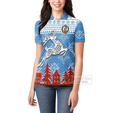 Adair Clan Christmas Women's Polo Shirt Celtic Reindeer Style