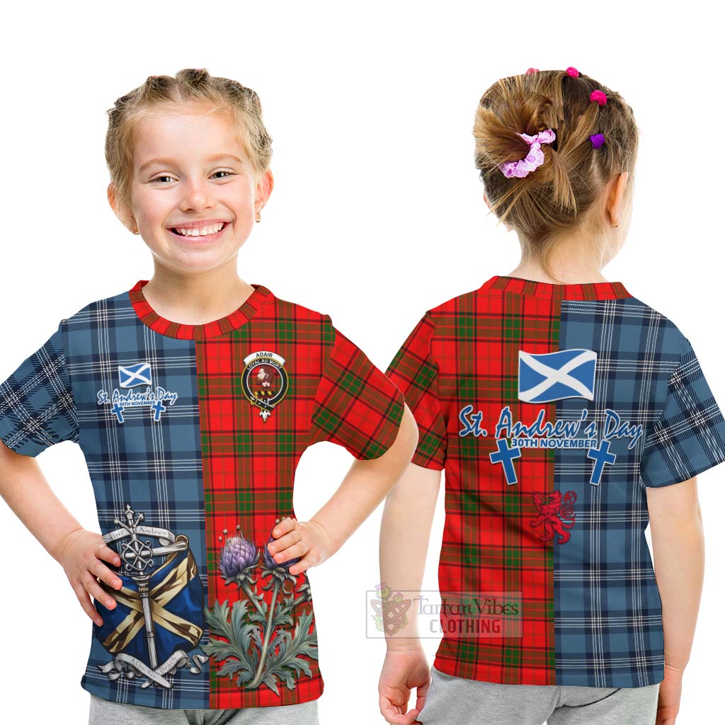 Tartan Vibes Clothing Adair Tartan Kid T-Shirt Happy St. Andrew's Day Half Tartan Style