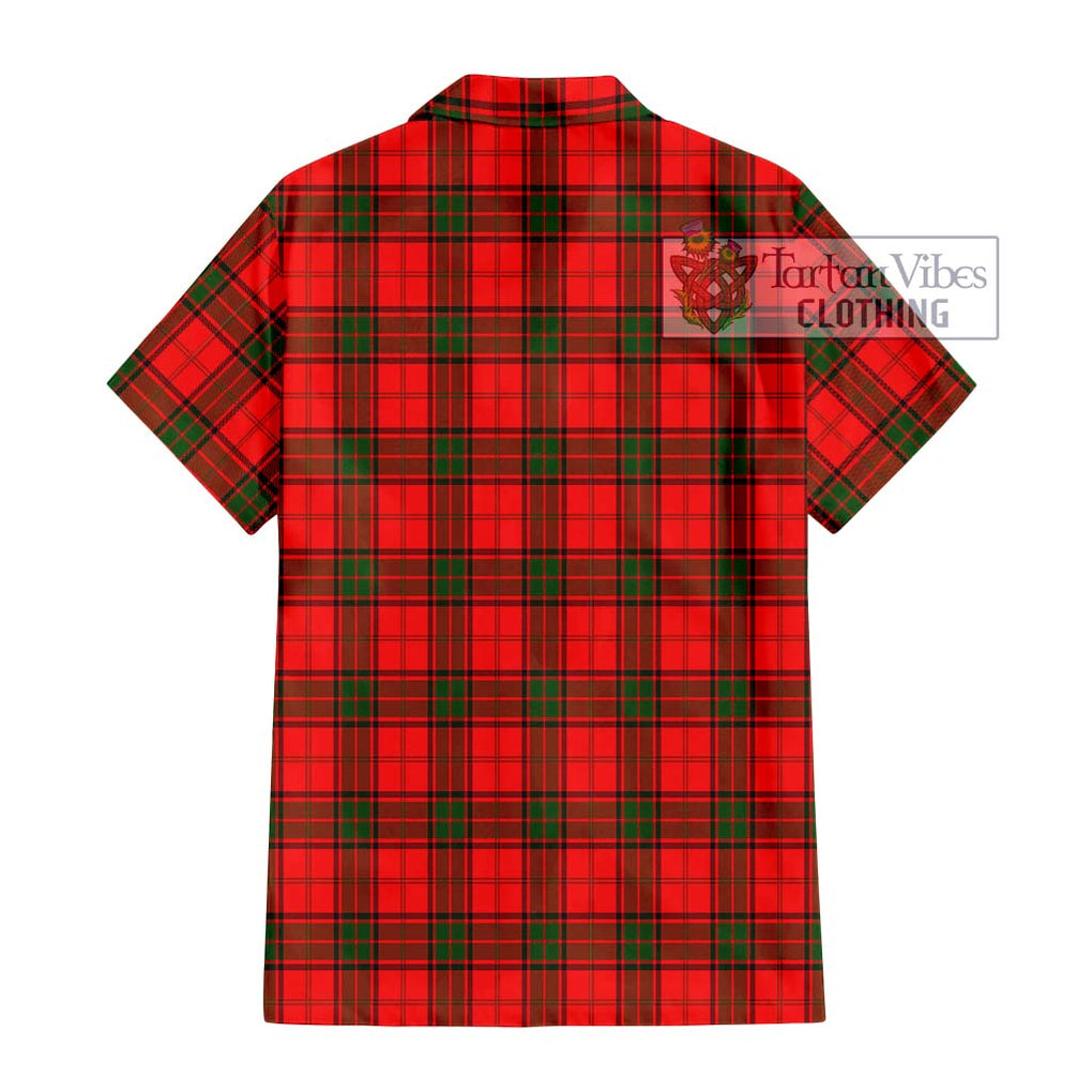 Adair Tartan Short Sleeve Button Shirt with Family Crest DNA In Me Style - Tartanvibesclothing Shop