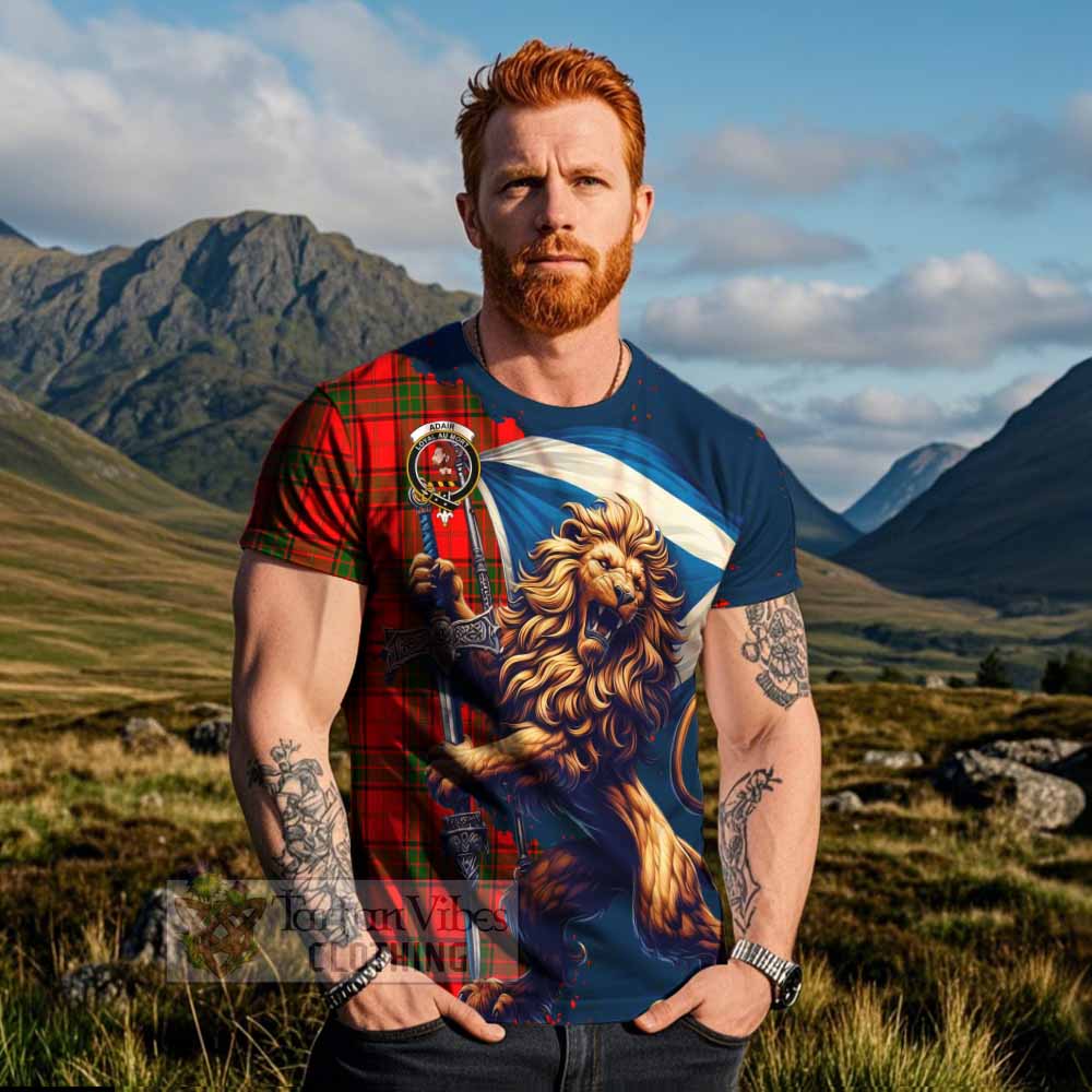 Tartan Vibes Clothing Adair Tartan Family Crest T-Shirt with Scottish Majestic Lion