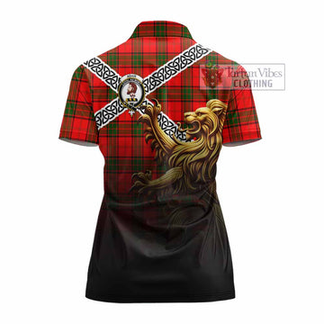 Adair Crest Tartan Women's Polo Shirt with Golden Lion Emblem Celtic Style - Tartan Vibes Clothing