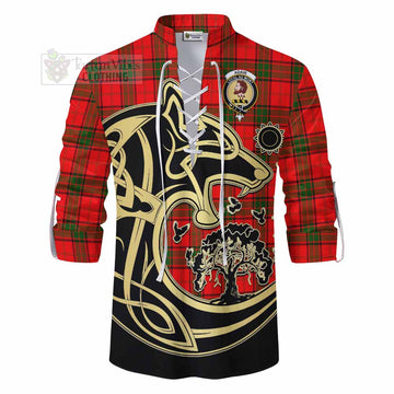 Adair Tartan Ghillie Kilt Shirt with Family Crest Celtic Wolf Style