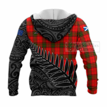 Adair Crest Tartan Knitted Hoodie with New Zealand Silver Fern Half Style