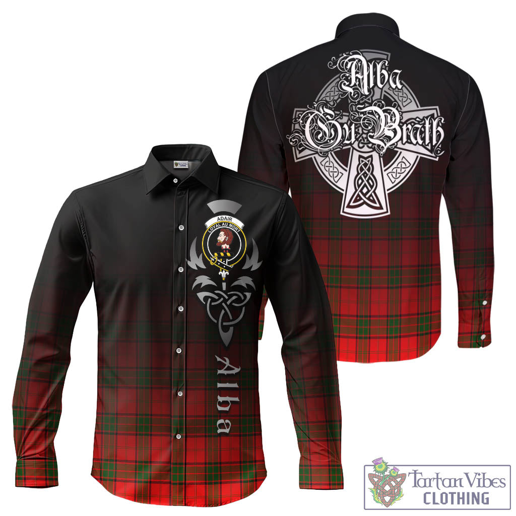 Tartan Vibes Clothing Adair Tartan Long Sleeve Button Up Featuring Alba Gu Brath Family Crest Celtic Inspired