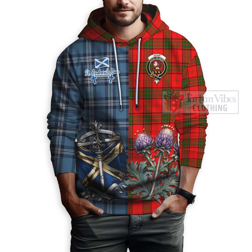 Tartan Vibes Clothing Adair Tartan Hoodie Happy St. Andrew's Day Half Tartan Style