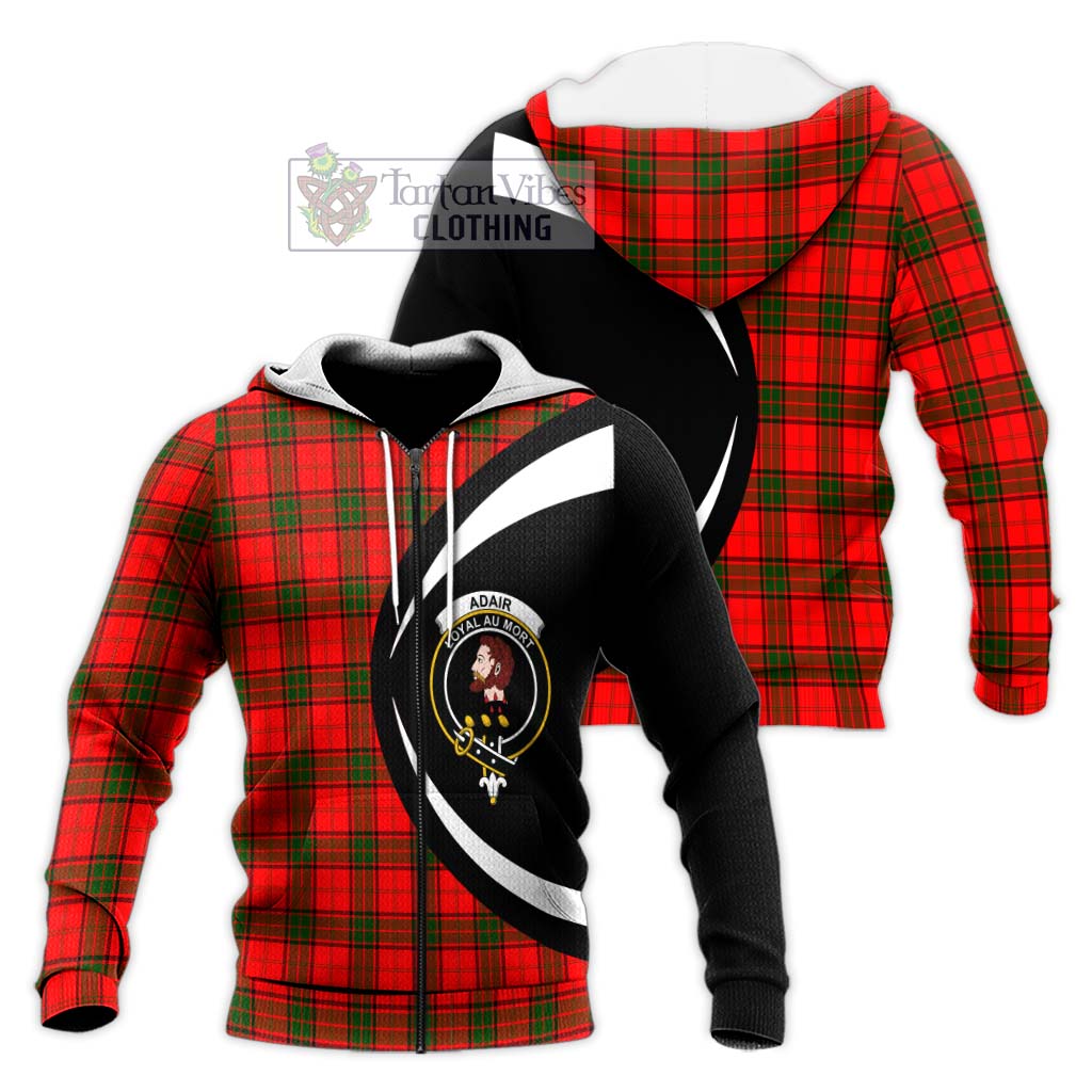 Adair Tartan Knitted Hoodie with Family Crest Circle Style Unisex Knitted Zip Hoodie - Tartan Vibes Clothing