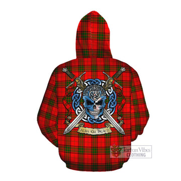 Adair Tartan Cotton Hoodie with Family Crest Celtic Skull Style