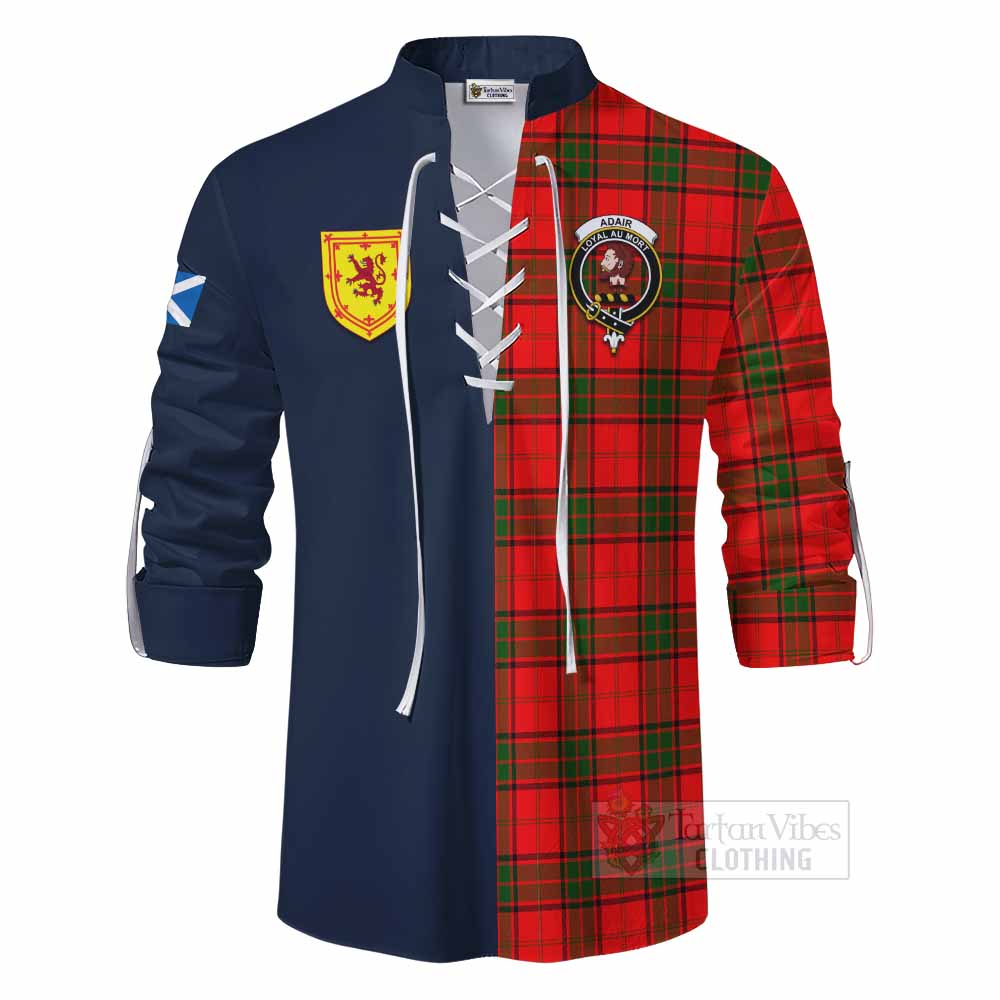 Adair Tartan Ghillie Kilt Shirt Alba with Scottish Lion Royal Arm Half Style