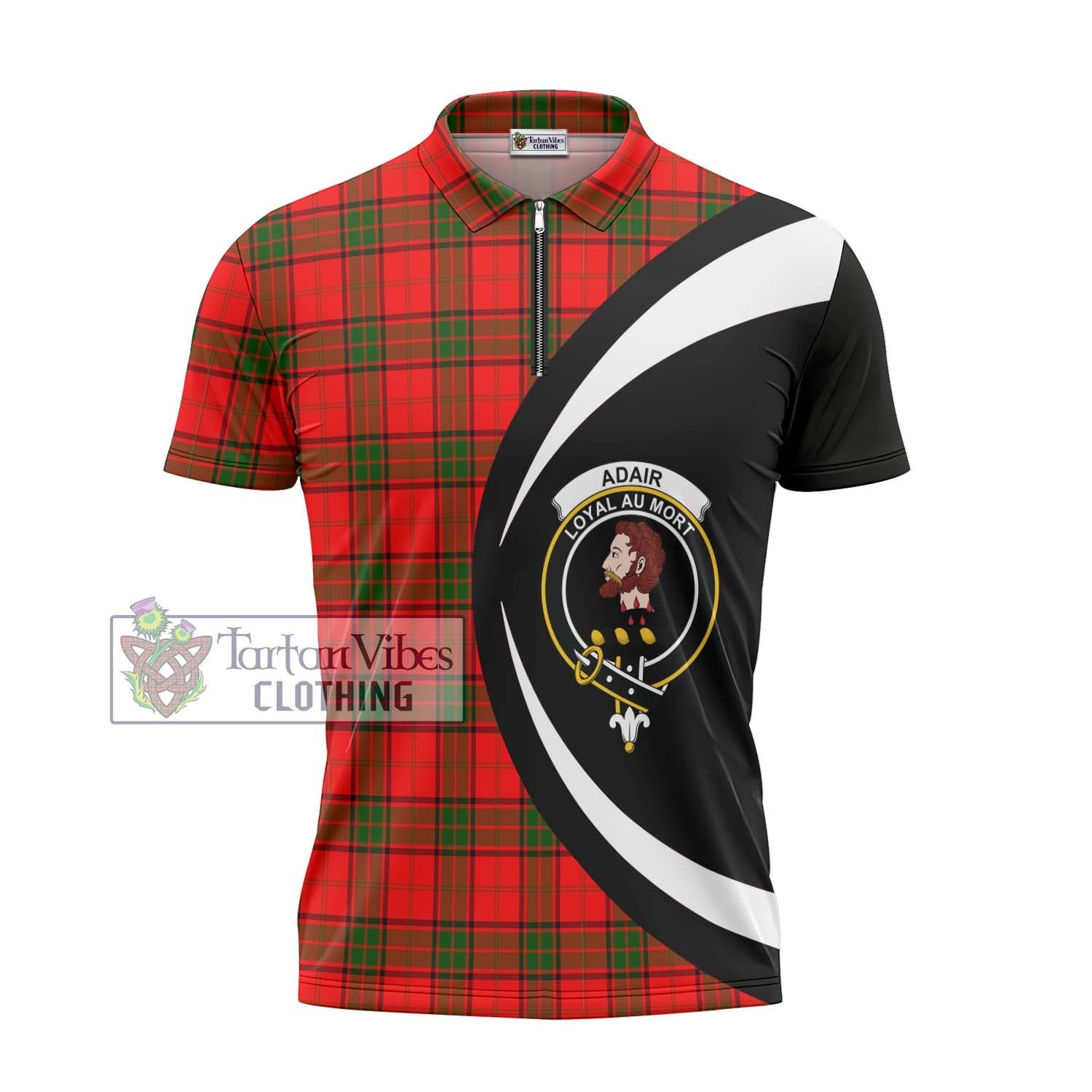 Tartan Vibes Clothing Adair Tartan Zipper Polo Shirt with Family Crest Circle Style