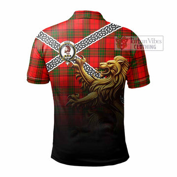Adair Crest Tartan Polo Shirt with Golden Lion Emblem Celtic Style - Tartan Vibes Clothing