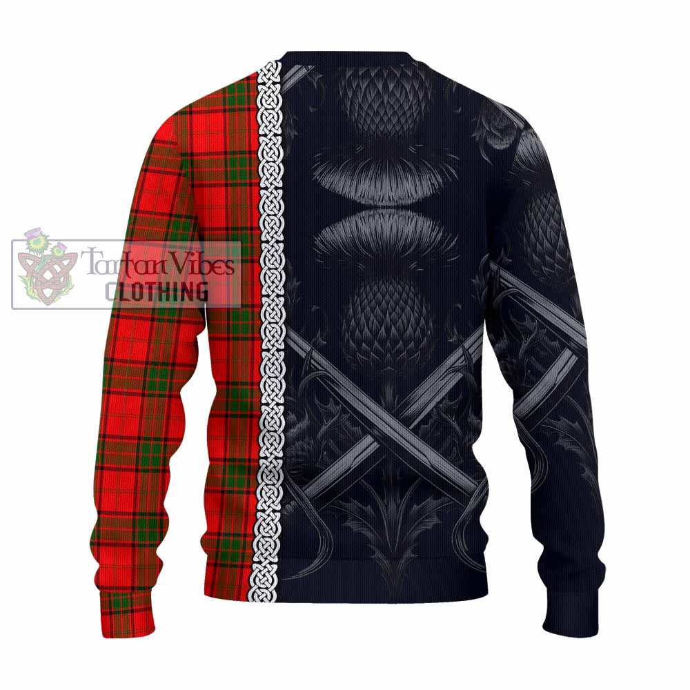 Tartan Vibes Clothing Adair Tartan Knitted Sweater with Family Crest Cross Sword Thistle Celtic Vibes