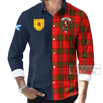 Adair Tartan Long Sleeve Button Shirt Alba with Scottish Lion Royal Arm Half Style