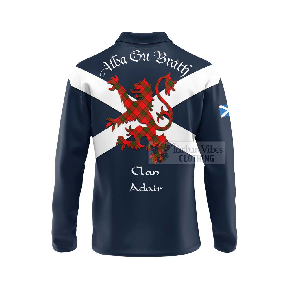 Tartan Vibes Clothing Adair Tartan Lion Rampant Long Sleeve Polo Shirt – Proudly Display Your Heritage with Alba Gu Brath and Clan Name